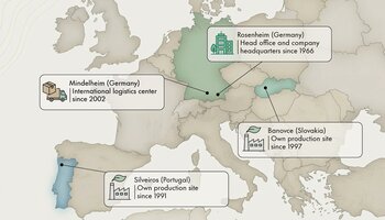 "Map showing Gabor locations in Germany, Portugal, and Slovakia. " | © Gabor Shoes GmbH, Germany