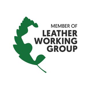 Logo « Member of Leather Working Group » avec feuille verte. | © Leather Working Group